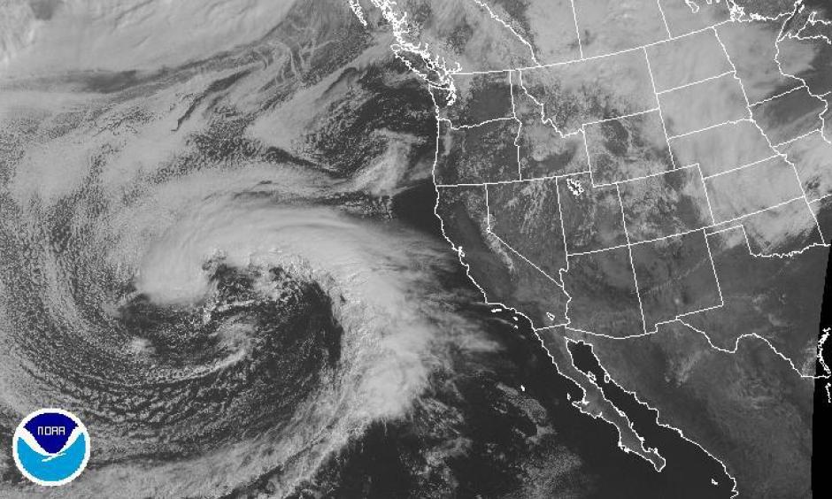 satellite presentation of Pineapple Express storm headed for Southern California. Image: NOAA