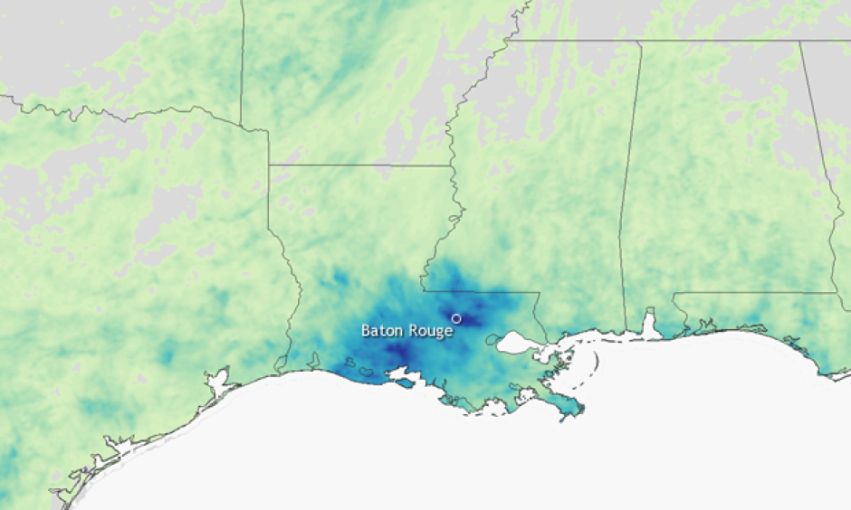 Precipitation totals (inches) from August 8-15, 2016. Over two feet of rain was observed in parts of southeastern Louisiana which led to catastrophic flooding, especially in areas around Baton Rouge. Image: NOAA Climate.gov map based on data from AHPS