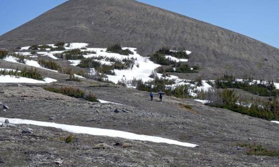 Low snowpack and bare ground is visible at 2,200 metres on this mountain in the Kananaskis Valley on May 21. Normally snowpack remains here until June. Photo: John Pomeroy