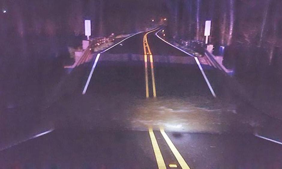 A bridge collapsed on Louisiana Highway 557 in Ouchita Parish, Louisiana, on March 10, 2016. Photo: Louisiana DOTD