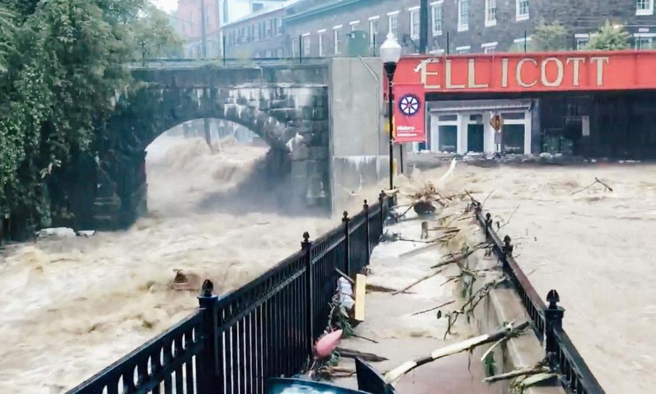 Flooding is seen in Ellicott City, Maryland, on Sunday in this still image from video from social media. Photo: Todd Marks, Reuters