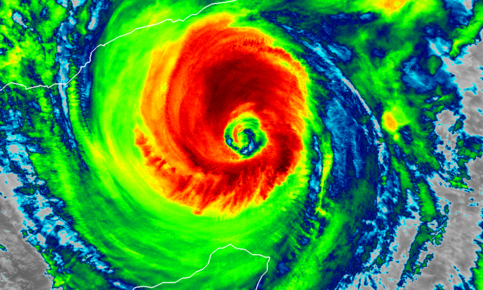 Cyclone Chapala is forecast to make landfall in Yemen — which has basically zero experience with storms like this — as the equivalent of a Category 2 hurricane. Image: NOAA