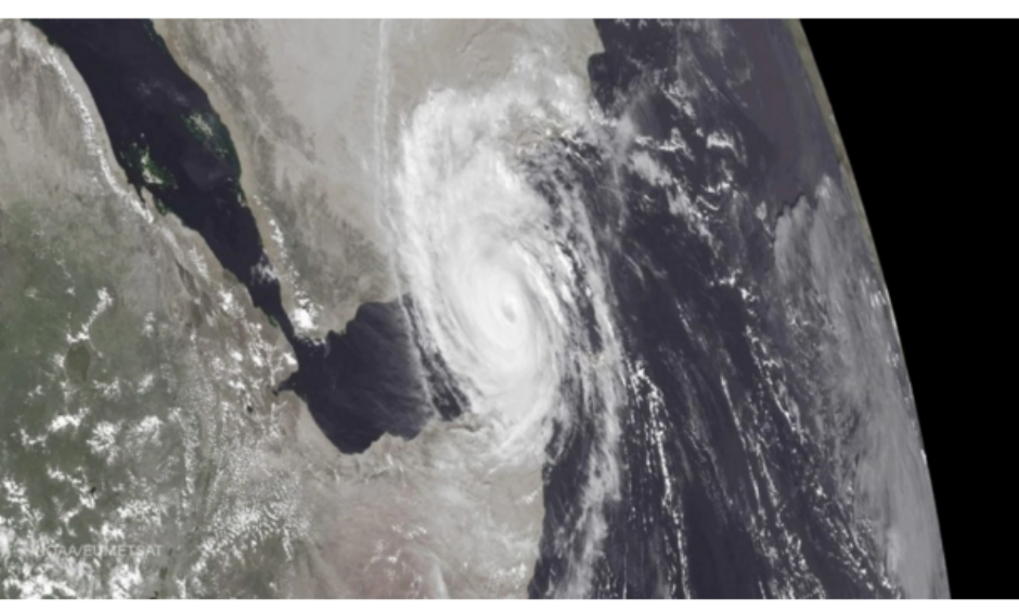 Cyclone Chapala flooded the coastal cities of Yemen with at least five years worth of rain when it made landfall early Tuesday morning. Photo: NOAA, EUMETSAT