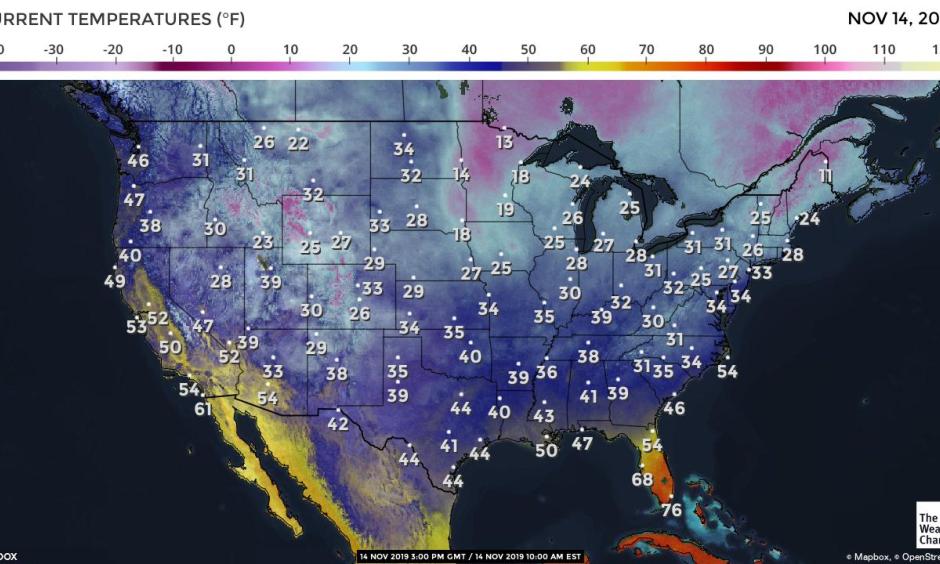 Extreme Cold Temperatures Across the US. Credit: The Weather Channel