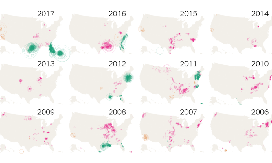 The patterns of disasters, year by year. Image: The New York Times, Small Business Administration