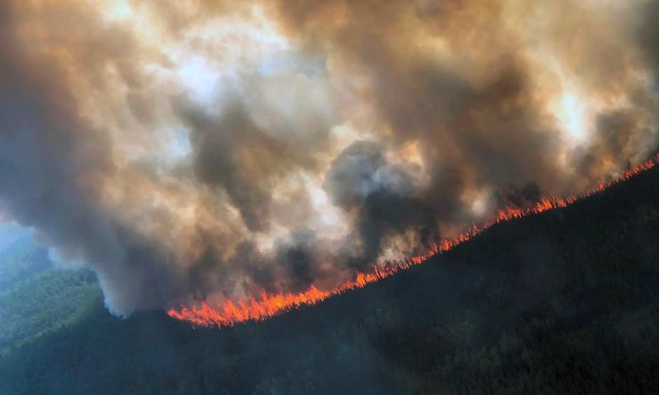 The Rainbow 2 fire, burning near Delta Creek, Alaska, late last month. Photo: Handout/Reuters