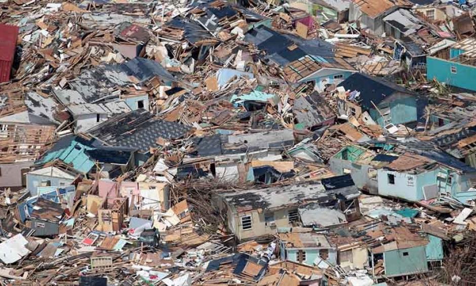 A September 4, 2019 aerial view of damage caused by Category 5 Hurricane Dorian in Marsh Harbour on Great Abaco Island in The Bahamas. Photo: Scott Olson/Getty Images