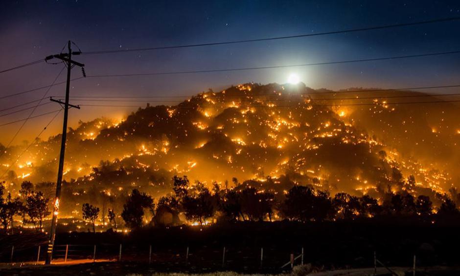 The Eskrine Fire still burns in Kern County. Photo: Cal Fire Twitter account