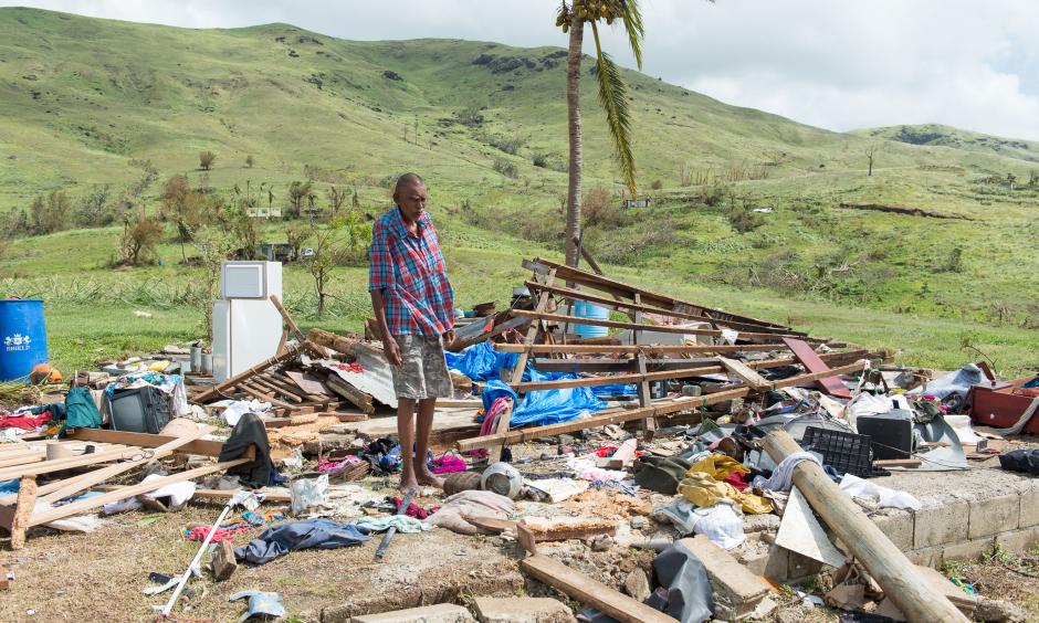 Damages from cyclone Winston in Fiji has exceeeded $470 million. In this photo, by the Mai Life Magazine, Naresh Kumar of Tuvu Lautoka looks at the remains of his house after it was destroyed by Cyclone Winston in Tuvu Lautoka on Feb. 22, 2016 in Fiji. Photo: Feroz Khalil, Getty Images