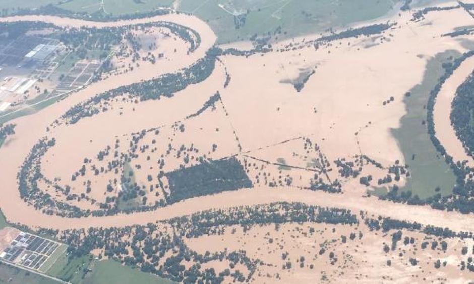 The flooded Brzos River as seen from above on Memorial Day Weekend. Photo:Terry W. Virts, Twitter