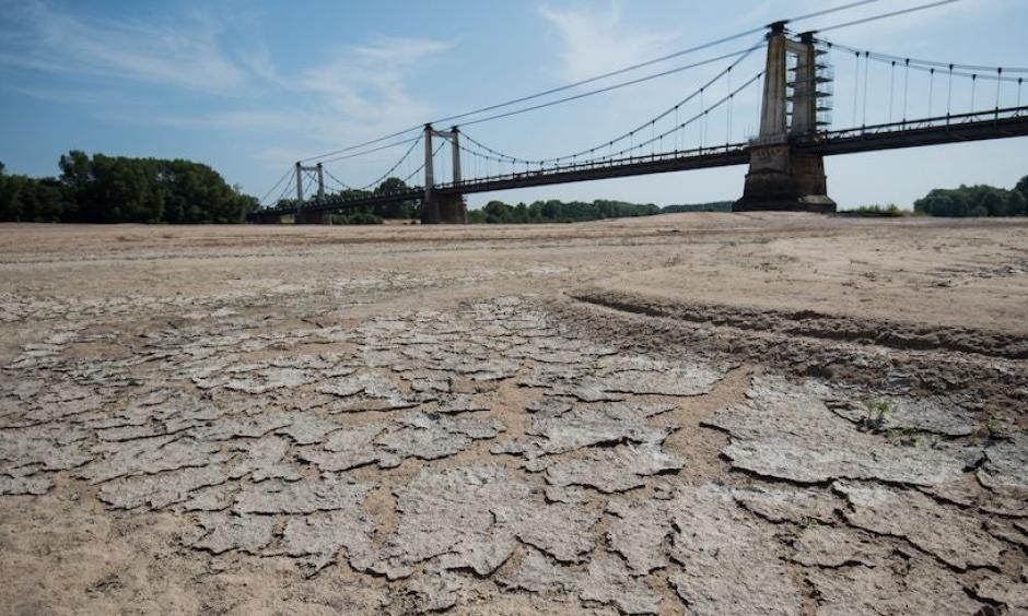 A dry part of the bed of the River Loire at Montjean-sur-Loire, France, on July 24, 2019, as drought conditions prevail over much of western Europe. Credit: Loic Venance, AFP, Getty Images
