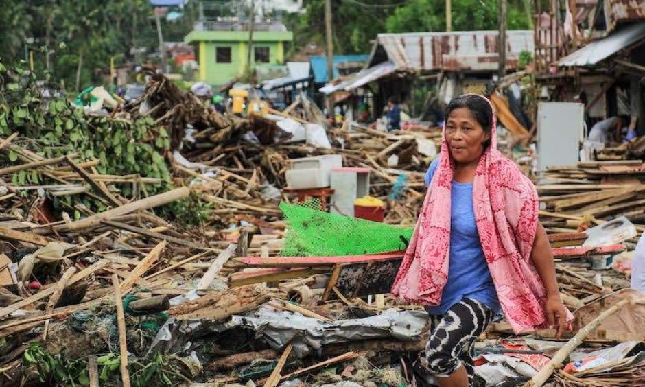 Destroyed houses in Sorgoson City after Typhoon Kammuri. Credit: Razvale Sayat/AFP/Getty Images.