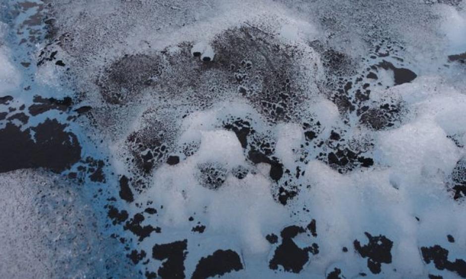 After it rains the surface darkens, which speeds up melting. Photo: Joseph Cook
