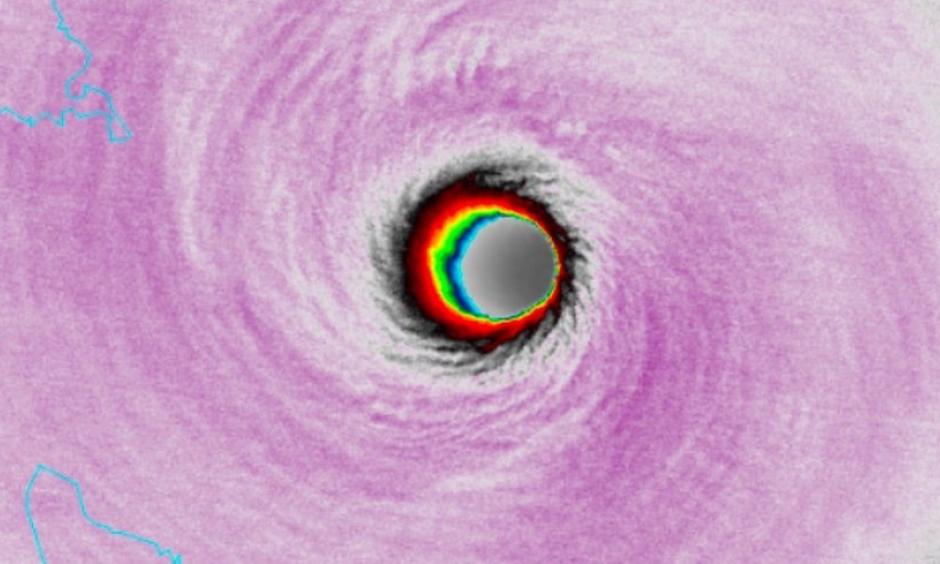 VIIRS infrared (I-5) image of Typhoon Haiyan, taken at 1639 UTC on November 6, 2013, a little more than a day before it struck Samar Island. Image: Courtesy Dan Lindsey (NOAA), via VIIRS Imagery and Visualization Team Blog