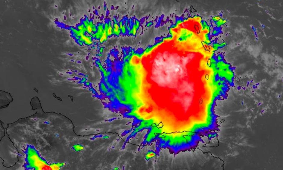 Infrared GOES-16 satellite image of Tropical Storm Harvey as of 1700Z (1 pm EDT) Friday, August 18, 2017. GOES-16 data are preliminary and non-operational. Image: NASA/MSFC Earth Science Branch