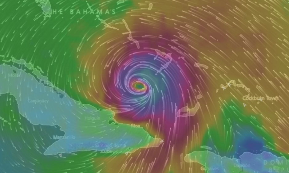 Hurricane Matthew analysis. Image: windyty.com