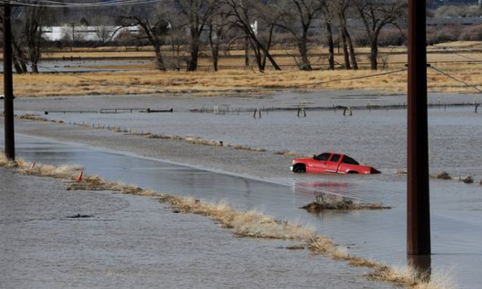 Standing water is seen on the flood plain surrounding the Reno/Sparks Southeast Connector just south of the Sparks Industrial Complex and the Truckee River on Monday, Jan. 9, 2017. Photo: Jason Bean, Reno Gazette-Journal