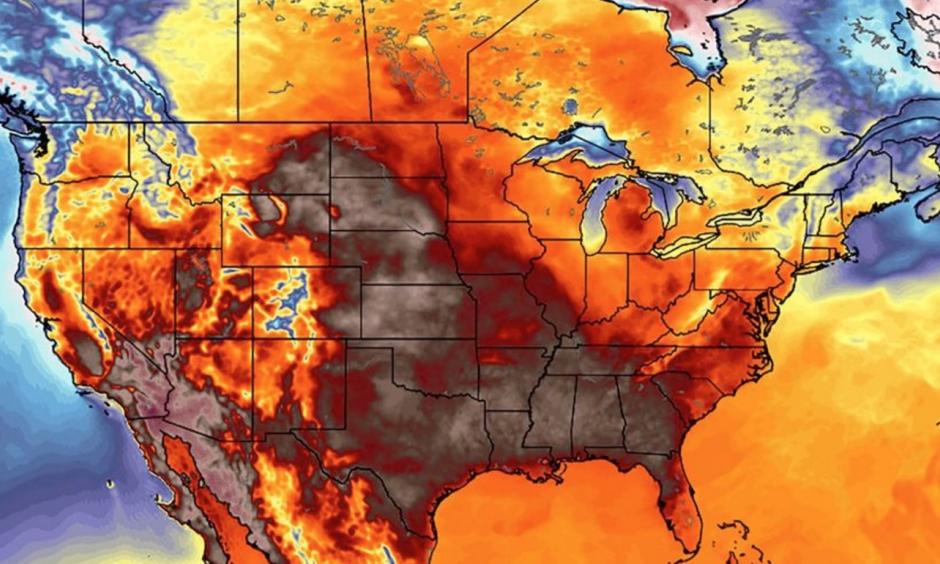 Computer model projection of high temperatures on Thursday, July 21, 2016. Image: WeatherBell Analytics
