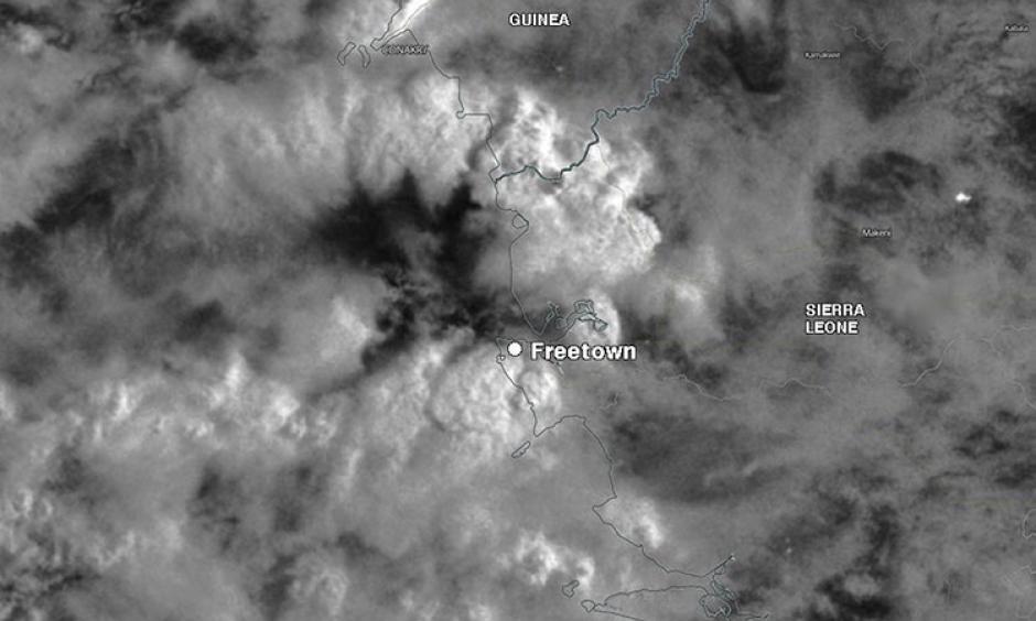 Heavy thunderstorms of Freetown on August 14th. Image: NASA and Weather Underground