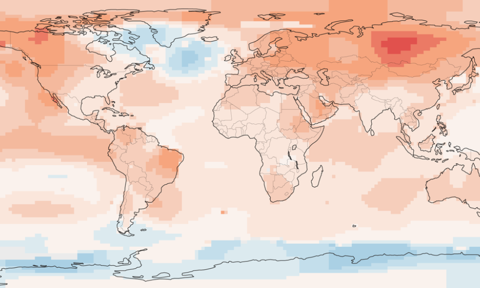 How far above or below average temperatures were in 2015 compared with the average from 1901 to 2000. Image: NASA, New York Times