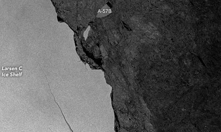 A massive iceberg calved from the Larsen C ice shelf in Antarctica in July. Image: NASA