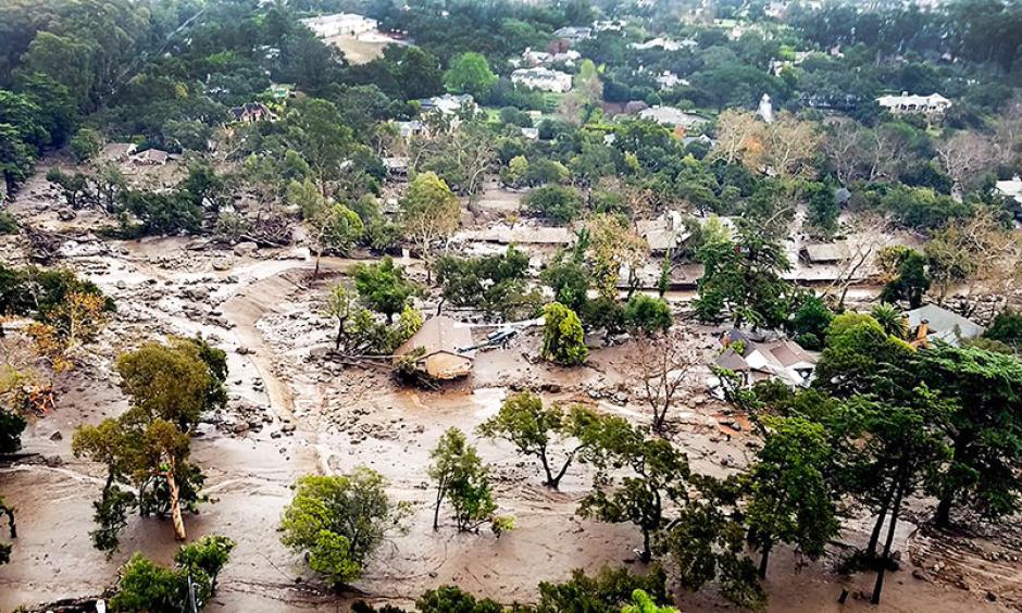 An aerial view of the mudflow and damage to homes in Montecito, Calif., on Jan. 10. Photo: Matt Udkow, Santa Barbara County Fire Department/Associated Press