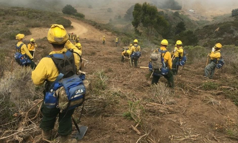 A crew assesses the Soberanes Fire south of Monterey, California. Photo: California National Guard