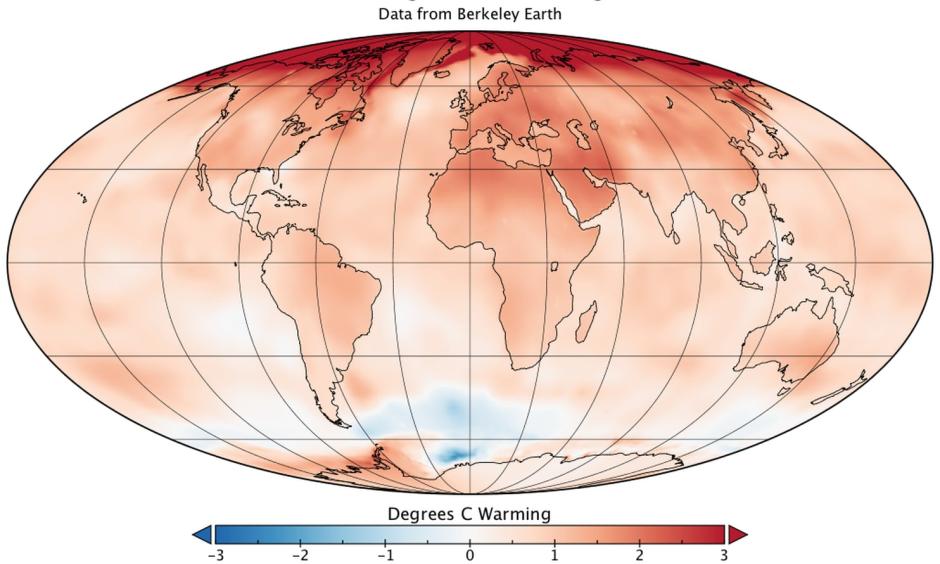 Global Warming from 1970 - 2019. Credit: Berkley Earth