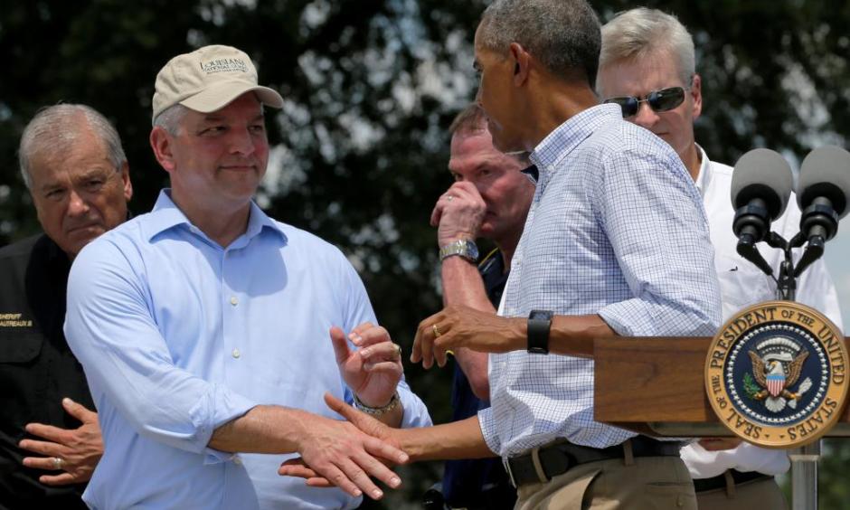 Governor John Bel Edwards of Louisiana meets with President Obama. Photo: TIME