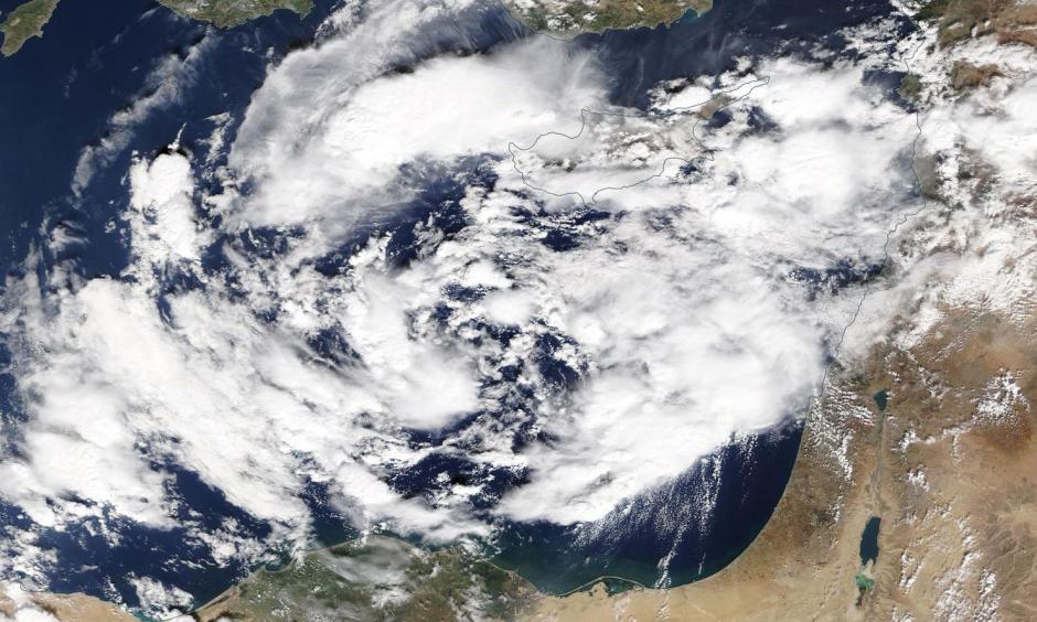 A developing medicane takes shape over the eastern Mediterranean Sea. Credit: NASA