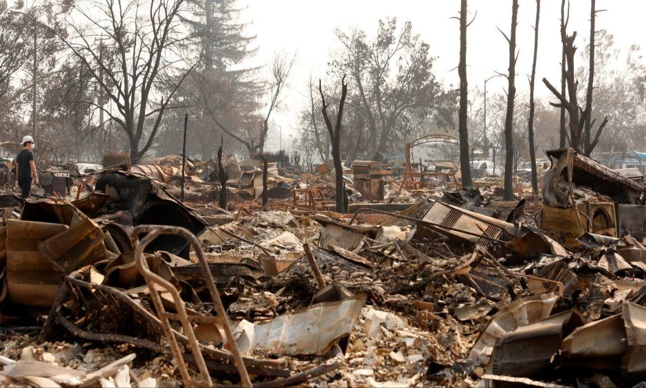 Firestorm ruins in Santa Rosa, California on October 18. Photo: Los Angeles Times
