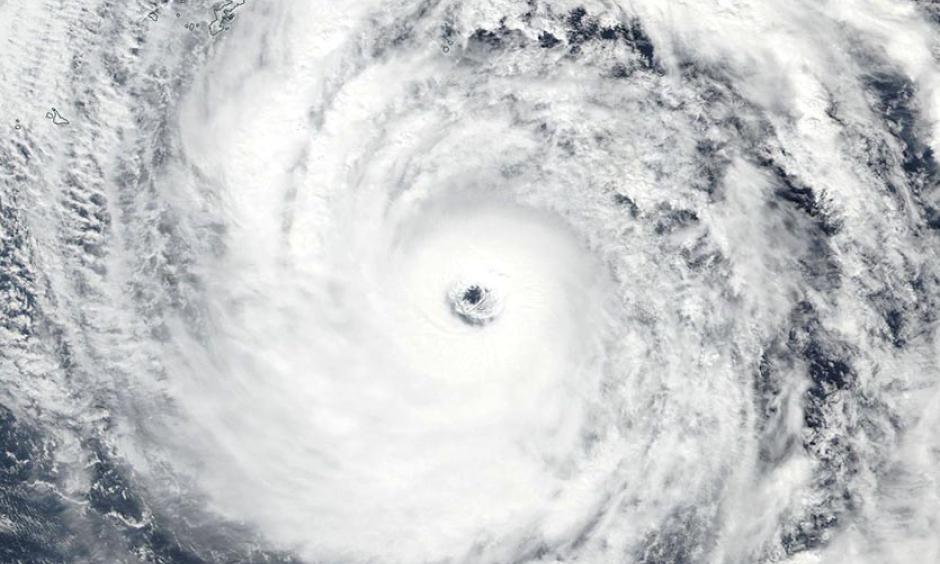 Super Typhoon Lan as seen by the VIIRS instrument on NOAA’s Suomi satellite on Saturday afternoon, October 21, 2017. At the time, Lan was a high-end Category 4 storm with 155 mph winds. See also this impressive visible zoomed-in loop of Lan’s eye on Saturday, courtesy of Dan Lindsey of NOAA.