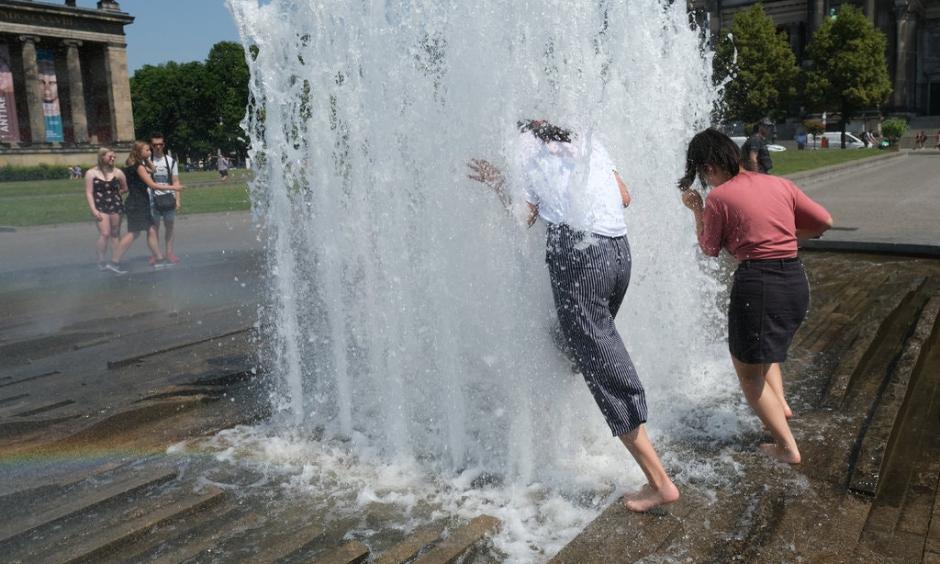 A fountain on Wednesday in Lustgarten park in Berlin. This week’s heat is likely to set a record in Germany, meteorologists said. Credit: Gallup/Getty Images