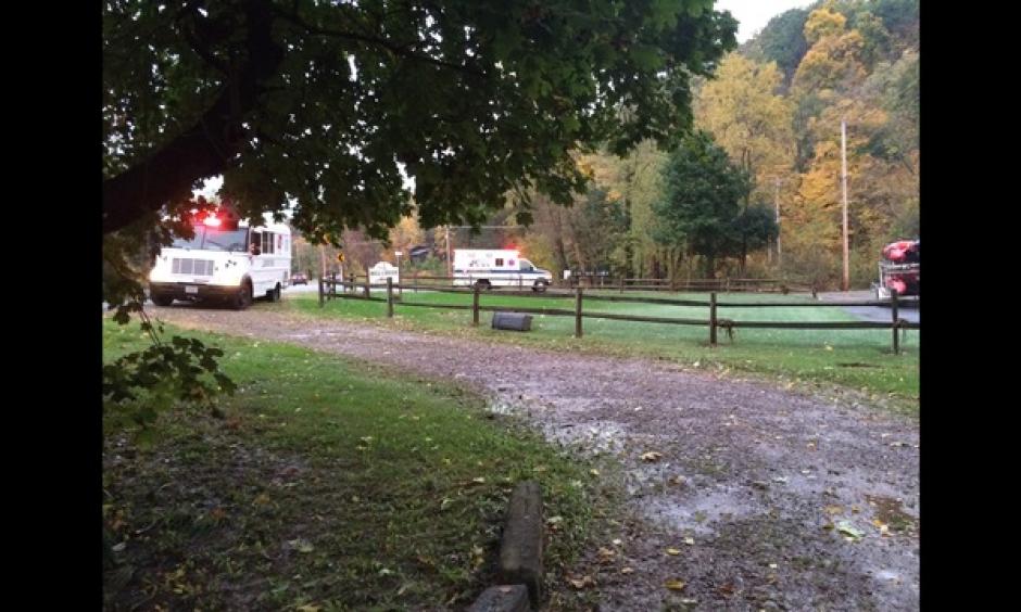 Emergency responders help evacuate homeowners near Trout Run, Lycoming County, Oct. 20, 2016. Photo: Michele Kauz