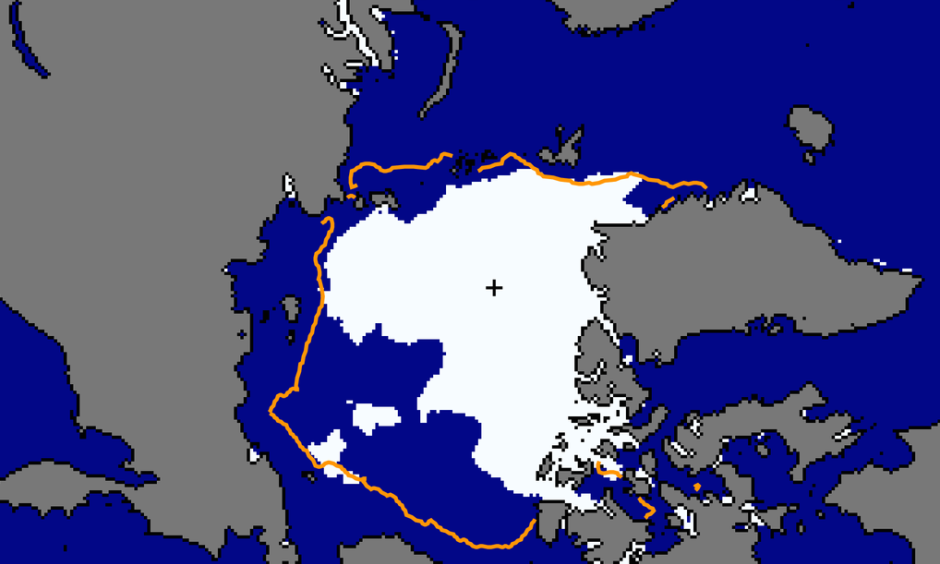 Scientists expect that even average summer conditions may now result in “dramatic” sea-ice reductions. Image: NSIDC