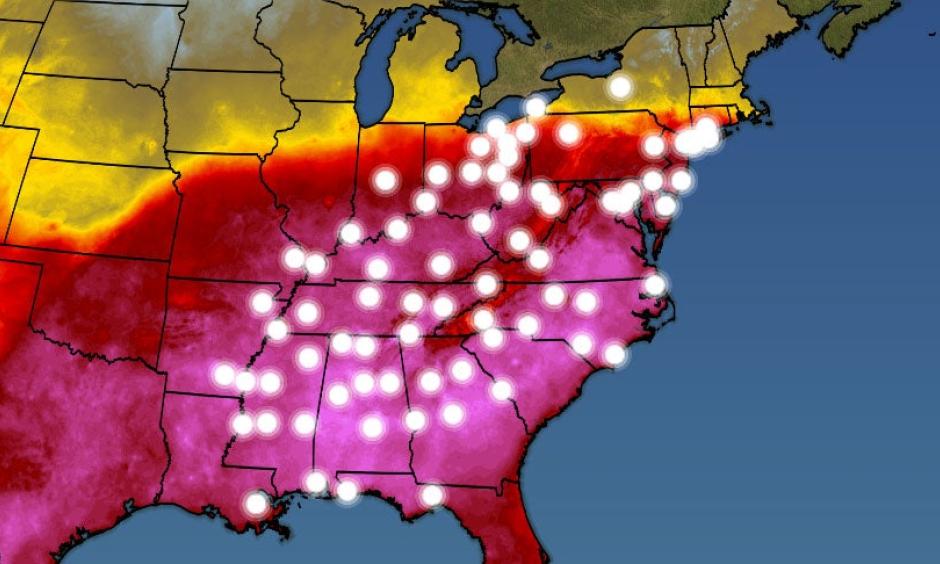 Locations that have tied or set new all-time October record highs on Oct. 1 and/or Oct. 2, 2019. (Note: Birmingham, Alabama, was left off the list due to questions regarding their temperature sensor by the National Weather Service. Credit: National Weather Service