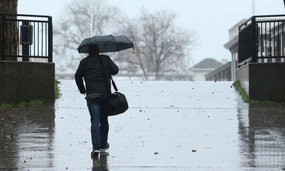 Rain fell in Sacramento on Wednesday, as an atmospheric river delivers moisture up and down the state. Photo: AP