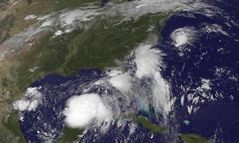 Image: Two Tropical Depressions are shown over the Gulf of Mexico and along the Carolina coast of the United States in this GOES East satellite image captured August 31, 2016. Image: NOAA