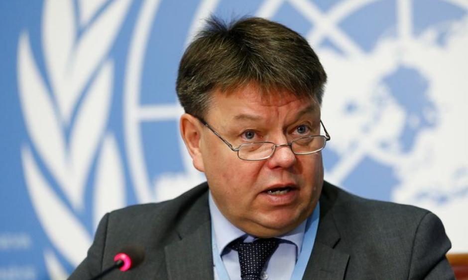 Petteri Taalas, Secretary general of the World Meteorological Organization (WMO) attends a news conference on the annual Greenhouse Gas Bulletin on concentrations of CO2 at the United Nations in Geneva, Switzerland, October 24, 2016. Photo: Denis Balibouse, Reuters