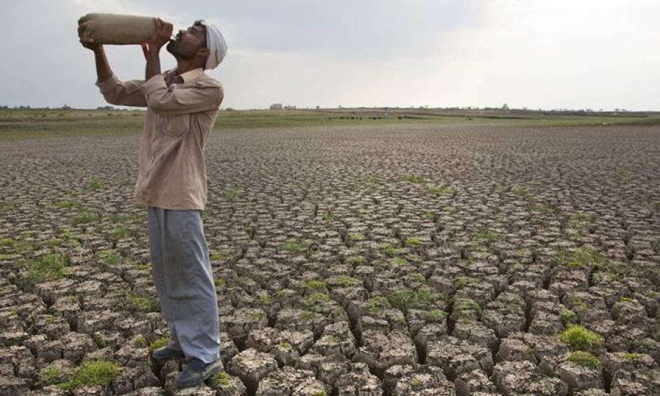 In this May 10, 2016, file photo, a Shepard drinks water on the dry bed of Manjara Dam, which supplies water to Latur and nearby villages in Marathwada region, in the Indian state of Maharashtra. Photo: Manish Swarup, AP