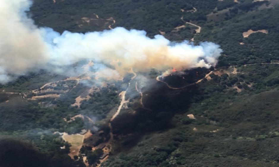 This photo shows a wildfire burning in Los Padres National Forest, north of Santa Barbara, on Wednesday, June 15, 2016, in Goleta, Calif. Photo: Mark Nunez / Los Padres Forest Aviation via AP