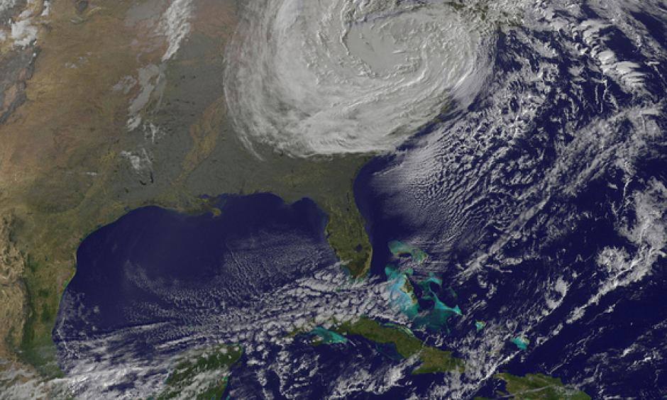NOAA GOES-13 image of Sandy at 6:02 a.m. EDT Tuesday (Oct. 30). Photo: NOAA/NASA GOES Project