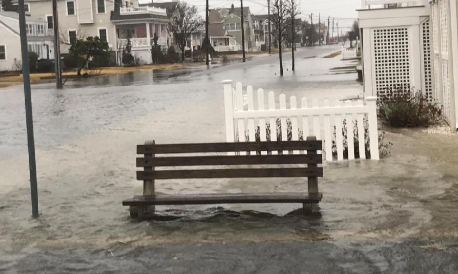 A photo shot after peak tide at Stone Harbor, NJ during Winter Storm Stella. Photo: Zeke Orzech, Twitter