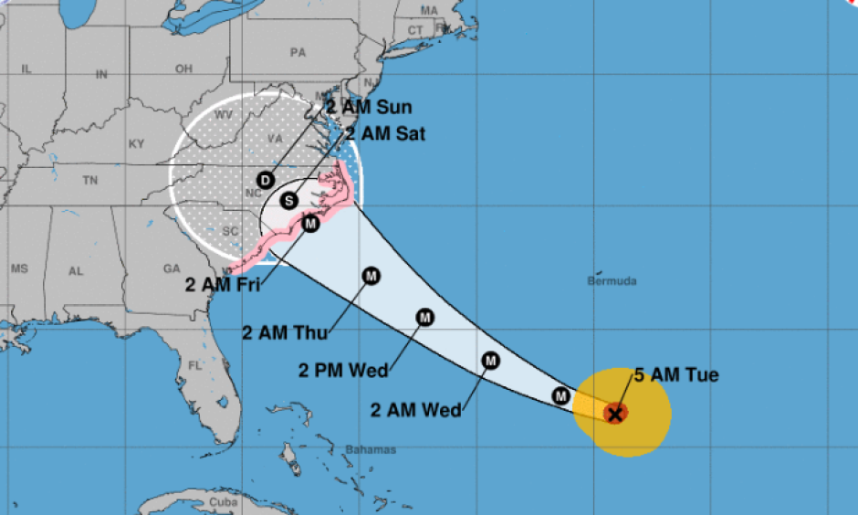 Latest advisory from the National Hurricane Center. Credit: NHC