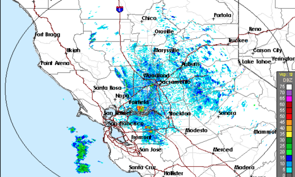 Radar of Extreme Rainfall in California. Credit: National Weather Service.