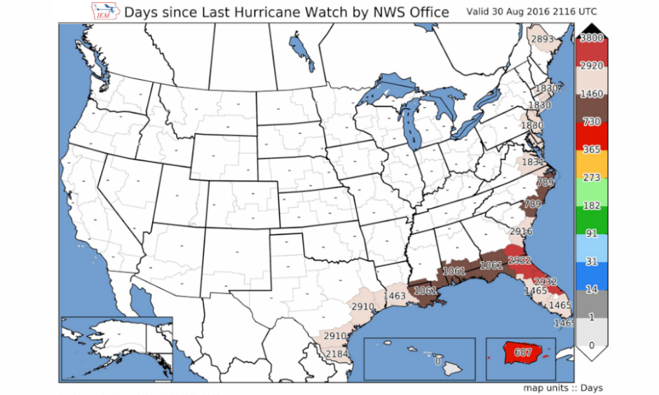 1,465 days since the last Hurricane Watch was issued for FL's Sun Coast. Image: Aaron Perry, Twitter, @arnpry