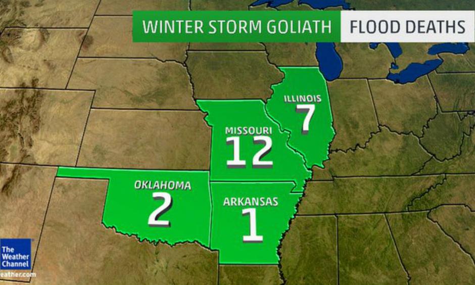 Winter Storm Goliath Flood Deaths. Image: The Weather Channel