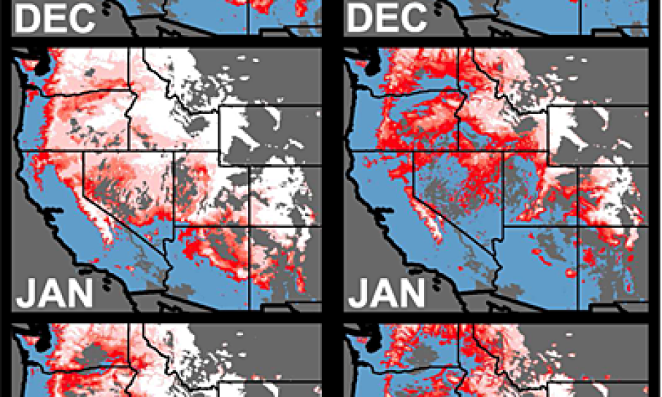 Maps Current and Future Snow Probabilities Climate Signals