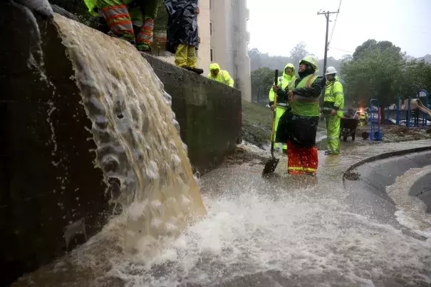 Street flooding during the bomb cyclone.