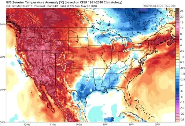 surface temperature anomaly